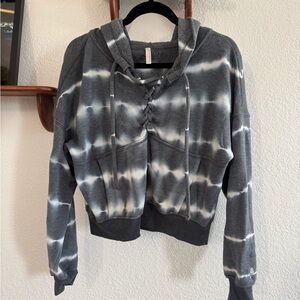 FP Movement by Free People Gray and White Tie-Dye Pullover